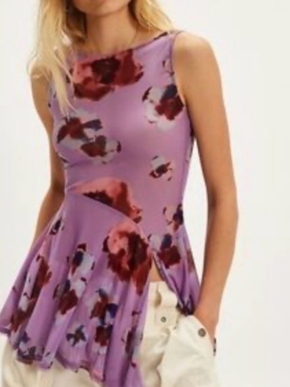 Free People Lavender Floral Peplum Mini Dress - Picture 4 of 8